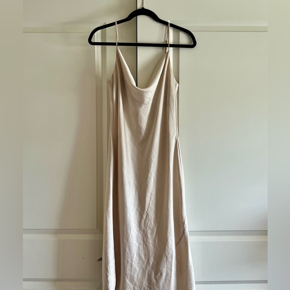 aritzia cowell neck silk dress